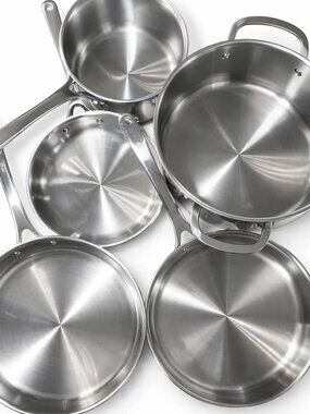 The Cellar Stainless Steel Cookware Set 5-Piece 3-Ply Base Pots & Pans